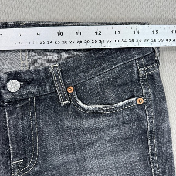7 For All Mankind Flared Jeans Bootcut Women's Size 28 Black Dark Wash USA Made - Picture 5 of 8